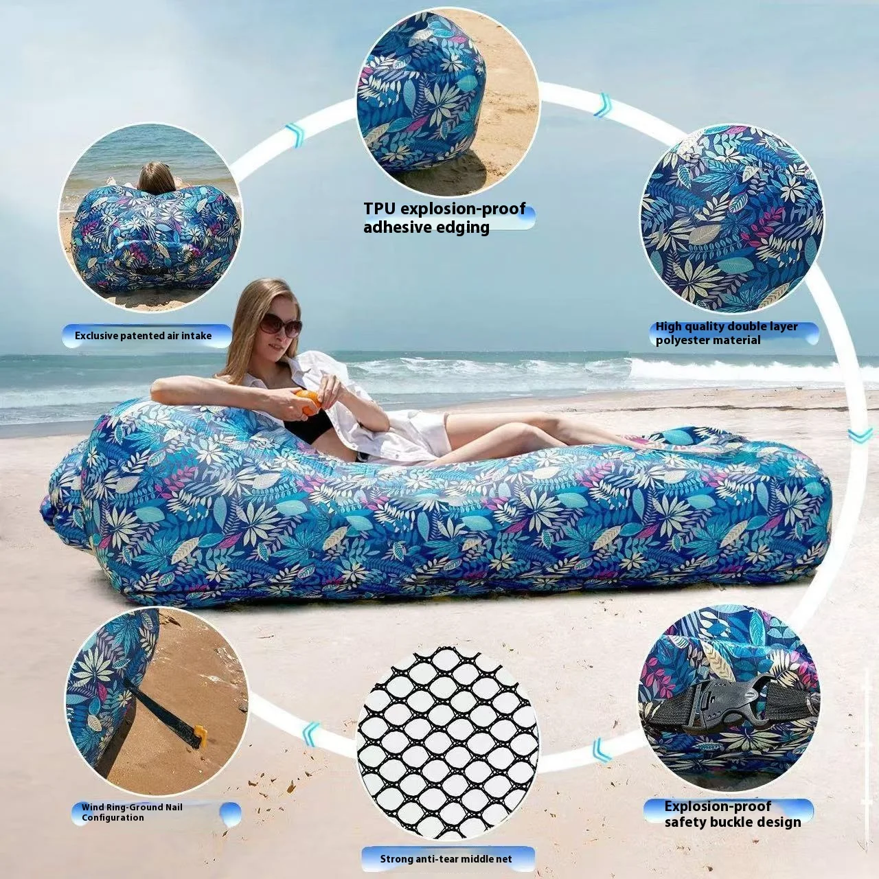 Amphibious Lazy Inflatable Sofa Camping Beach Music Festival Fast Inflatable Bed Indoor And Outdoor Universal Air Mattress