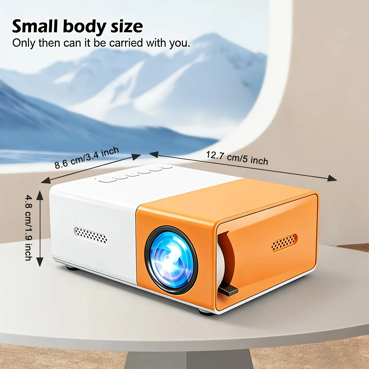 1pc compact portable projector, native 480P HDTV projector, supports multi-functional operations such as USB/AV built-in speaker