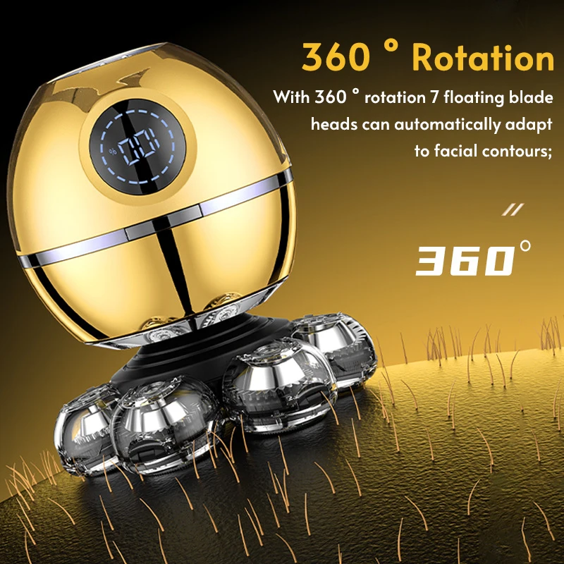 5-IN-1 7D العائمة شفرة ماكينة حلاقة كهربائية مع قاعدة شحن للرجال أداة تهذيب اللحية المقص قابلة للشحن أصلع رئيس الحلاقة الكهربائية