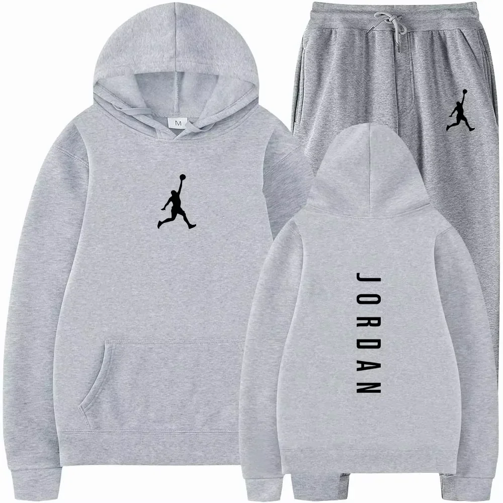 Autumn and Winter Fashion Jogging Sets for Men, Long-sleeved Sweatshirts and Printed Sweatpants, Casual Men's Clothing