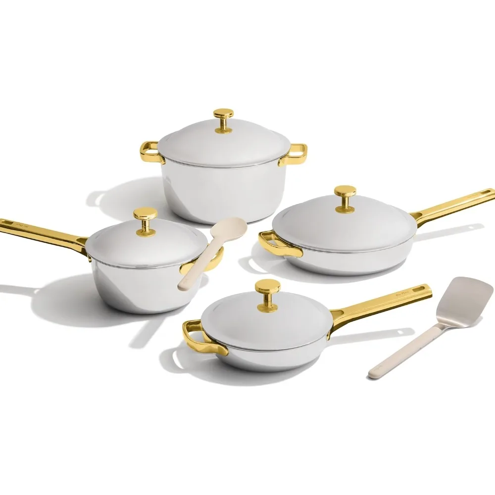 

Набор посуды Titanium Pro (4 предмета) – всегда сковородок и идеальная кастрюля | технология антипригарного покрытия без пальто | трехслойный титан и нержавеющая сталь