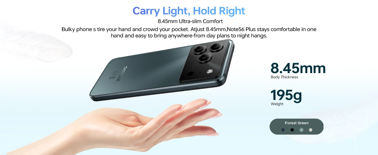 DOOGEE Note56 Plus entsperrtes Android 16 Handy, 48 GB + 256 GB/2 TB TF Erweiterung, 6,5 Zoll HD+ 90 Hz Display, 6150 mAh