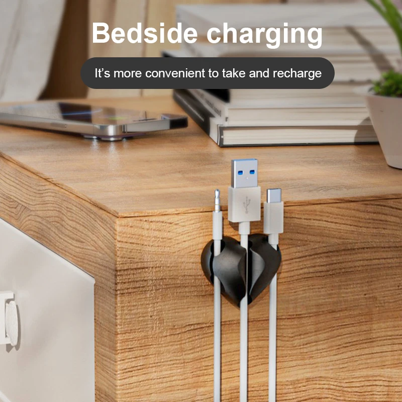 3-hole Heart-shaped Desktop Silicone Cable Winder Organizer Wire Management Clip Storage For USB Mouse Cable Headphone Cable