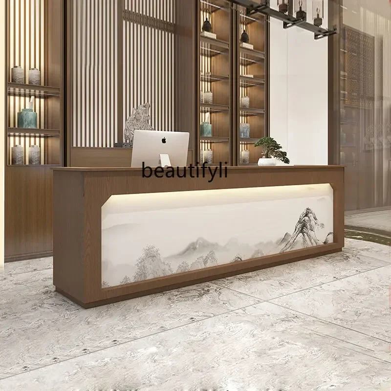 M178 C Chinese style checkout page Tea House Light Luxury Bar Counter Health Center Reception Desk checkout page