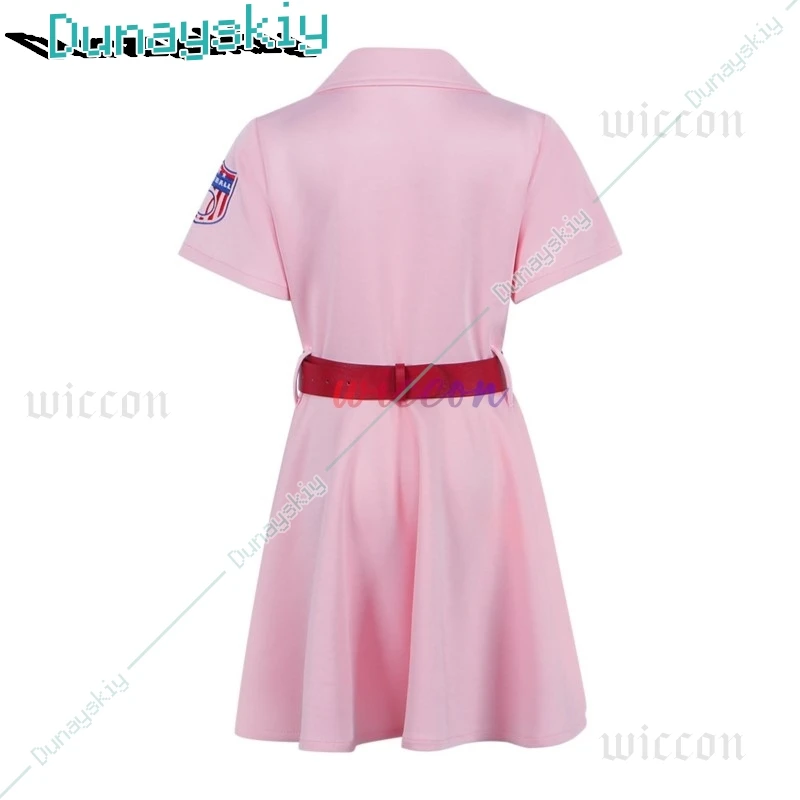 Rockford Peaches Movie AAGPBL Women's Baseball Dress Costume Cosplay A League of Their Own Pink Dress Costume Takerlama