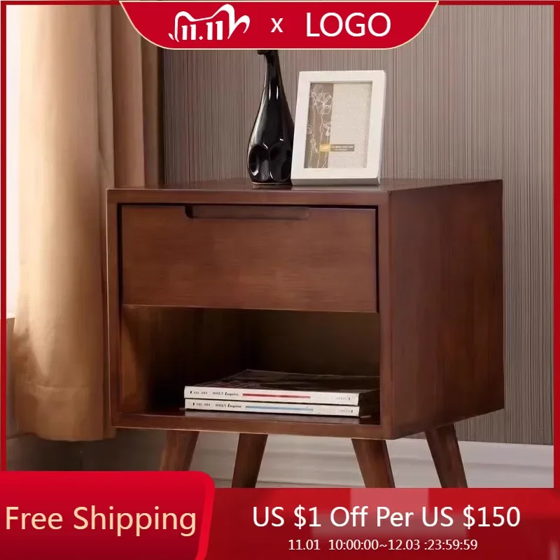 Modern Retro Nightstand Wood Bedside Storage Mid Century Nightstands Drawers Table Meuble De Rangement Furniture For Bedroom