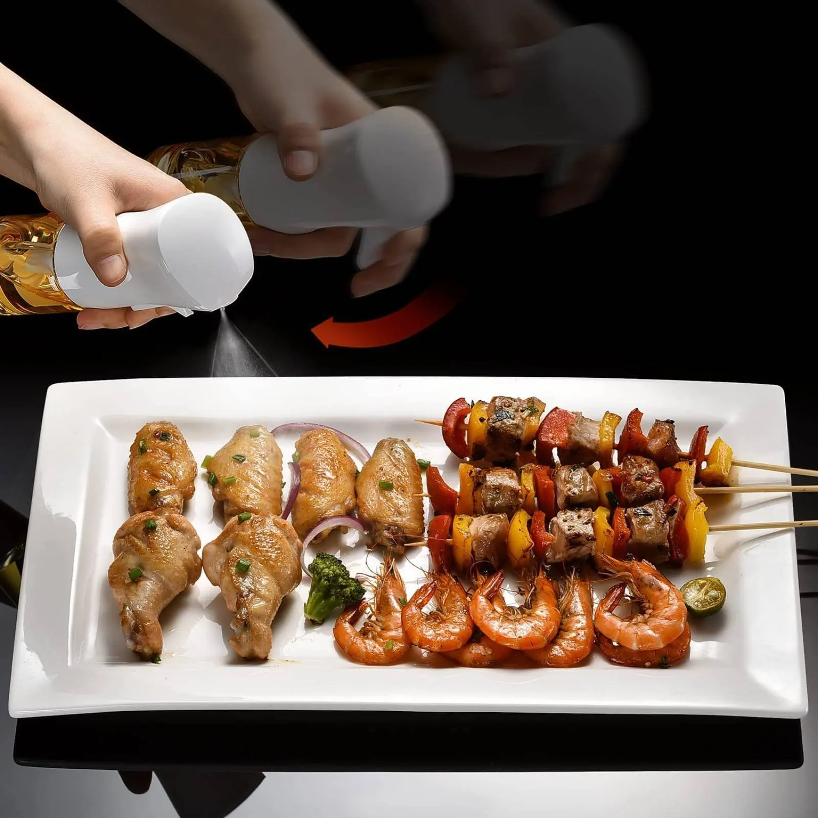 Pressurized Oil Dispenser High Pressure Spray Head Oil Spray Bottle Versatile Use Portion Control for Barbecue, Salad Making