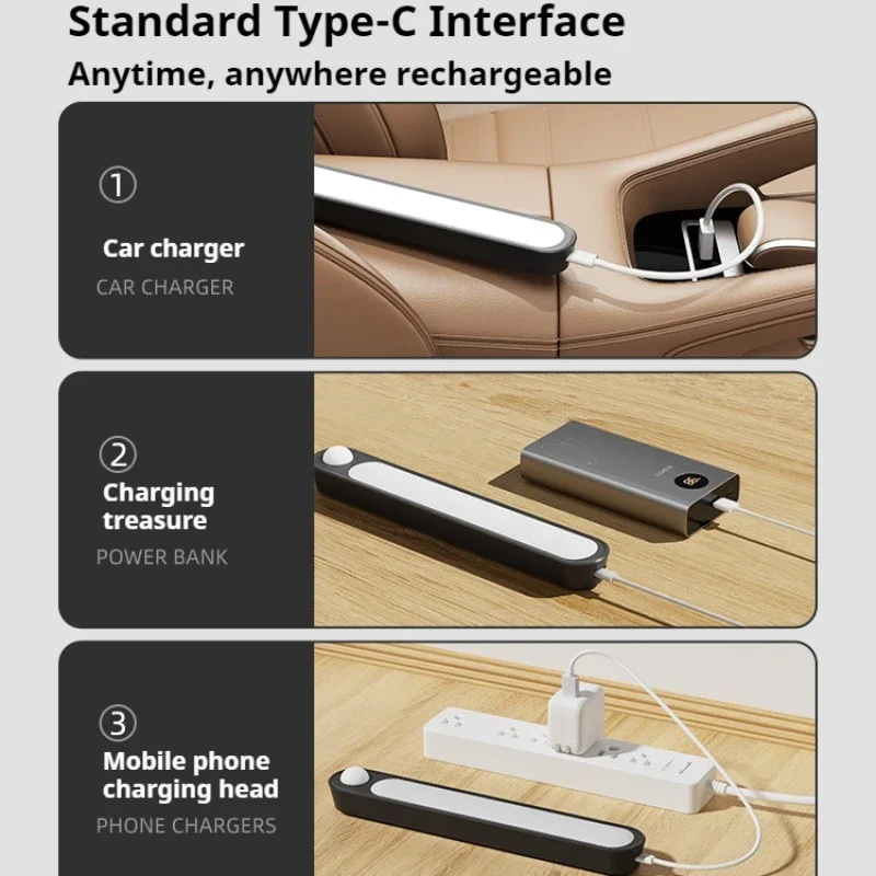 Universal For Floor Trunk Hood USB Rechargeable Automatic Induction Light Bar Magnetic Maual Sensing Mode Lamp Car Sensor Light