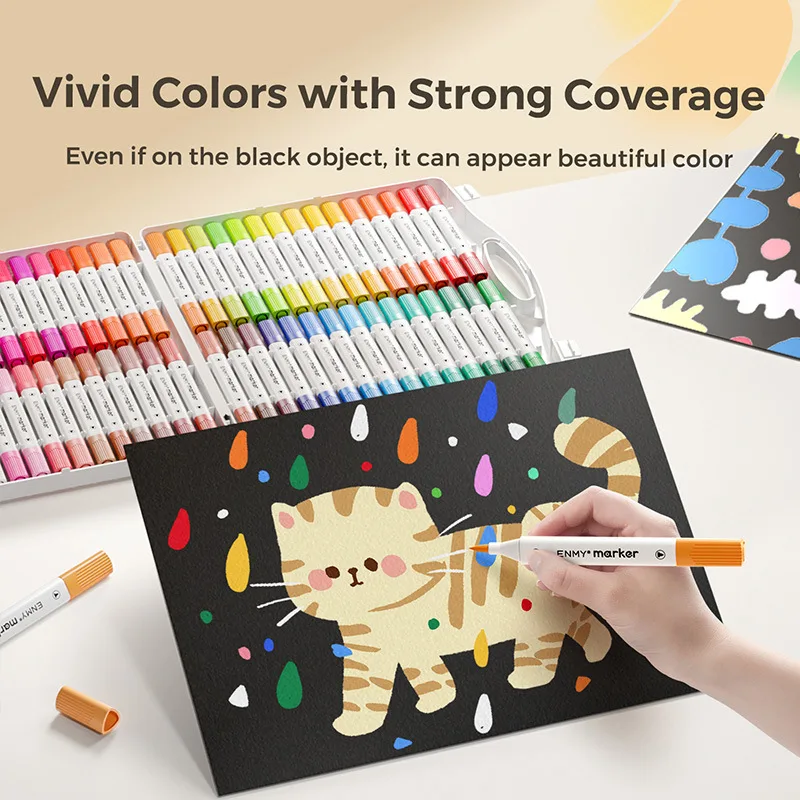 ENMY Acrylic Marker Dual Tip Colorful Markers 24/36/48/60/80 Colors Fast Drying Waterproof DIY Enthusiasts Painting stationary