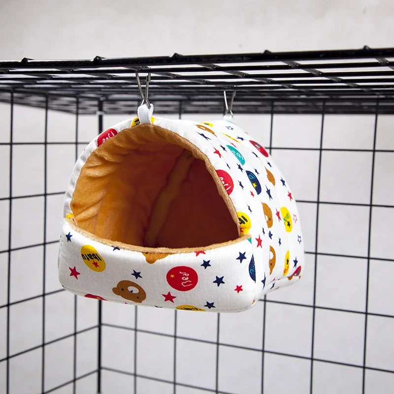 Sleeping Bed Hammock for Hamster Squirrel Sugar Glider Small Animals Pets Soft Cotton Fleece Hanging House For Guinea Pig Cages