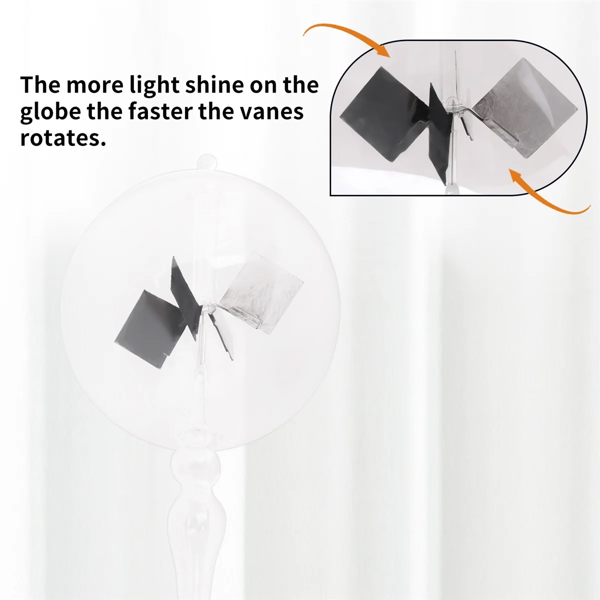 F-3C 20,5 cm Glas-Windmühle, solarbetrieben, Crookes Radiometer, Lichtmühle/pädagogisches Lehr- und Lernwerkzeug/Büro-Heimdekoration
