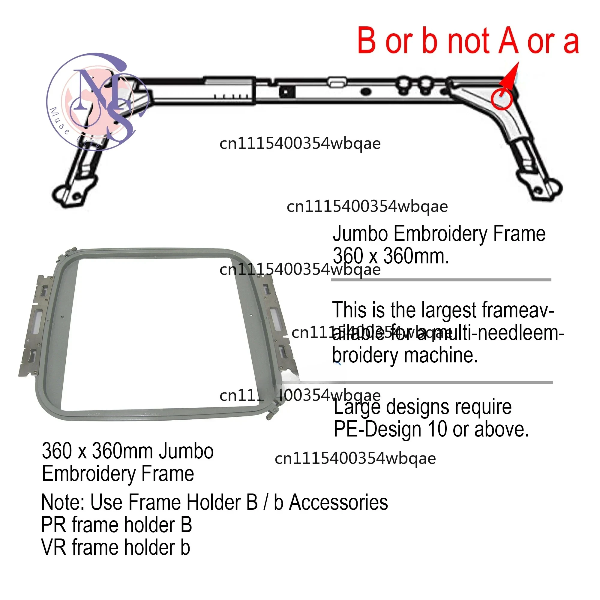 ZOCI-FOR-360×360mm Embroidery Hoop Fit 10 Needle Embroidery Machine PR1000 PR1000E PR1050X PR1055 BMV10-ENT BNT10 BNT10L
