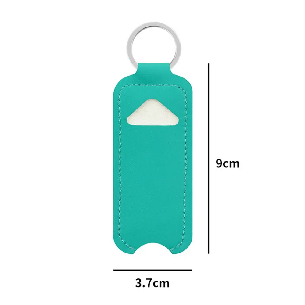 1pc PU Leather Lipstick Keychain Bag Colorful Key Ring Holder Lip Balm Case Keyring Bag Simple Keychain Holder