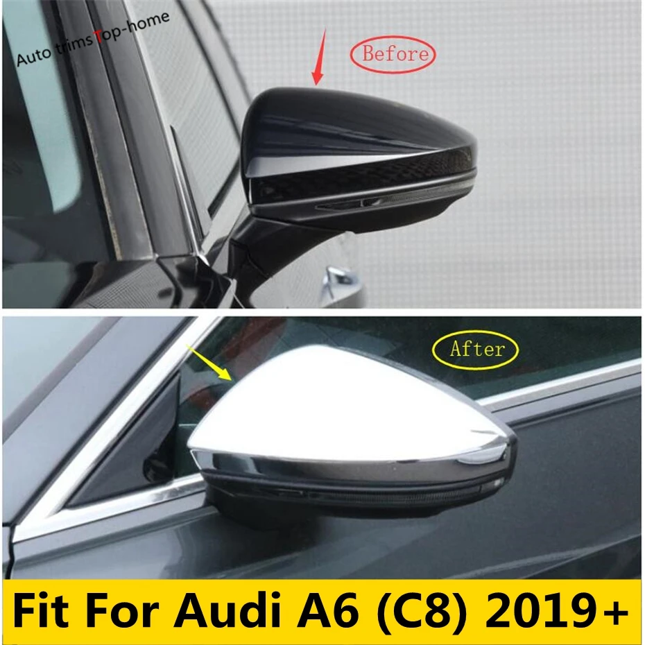 

Outside Door Rearview Mirror Rain Eyebrow Protector Decoration Frame Cover Trim Fit For Audi A6 C8 2019 - 2023 Car Accessories