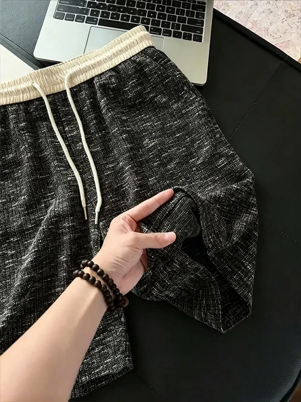 American Retro Tie Dye Color Block Men's Shorts Summer Thin Knitted High Sensation Sports Quick Dry Five Parts Pants