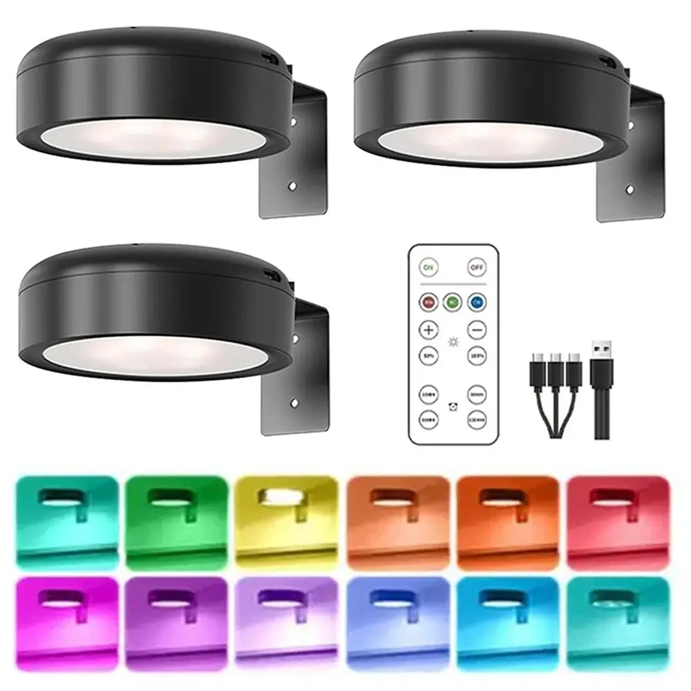 1/2/3Pcs Wall Mounted Magnetic LED Light Rechargeable Dimmable Wireless Picture Light with Control Remote Adjustable Timer