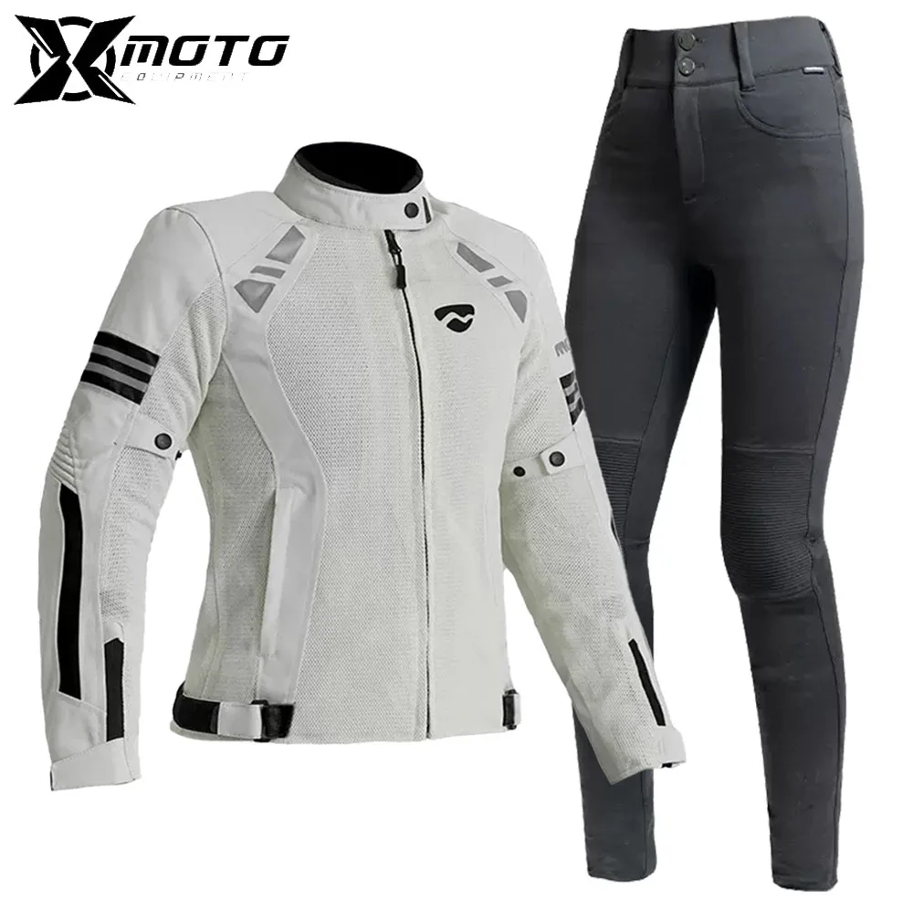 Moto Riding Jacket Abrasion Resistant Reflective Motocross Protective Gear Riding Clothing Women Breathable Motorcycle Jacket