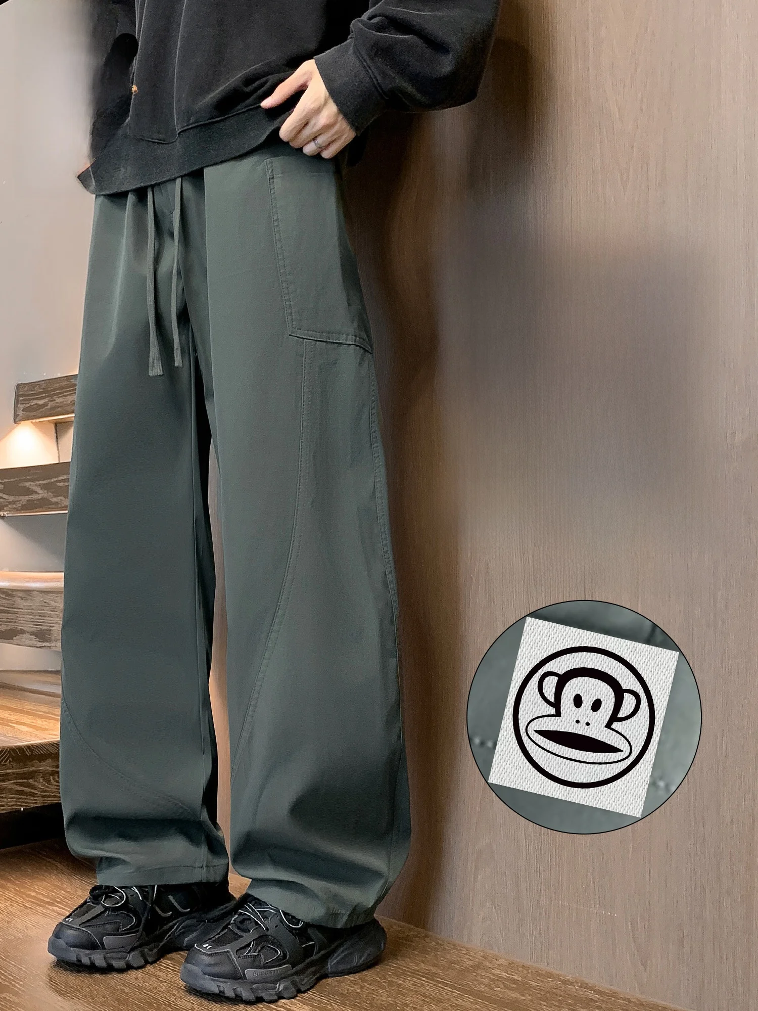 

Мужские повседневные свободные брюки Paul Frank с прямым кроем, весенняя новинка, однотонные, немнущиеся, удобные, модные