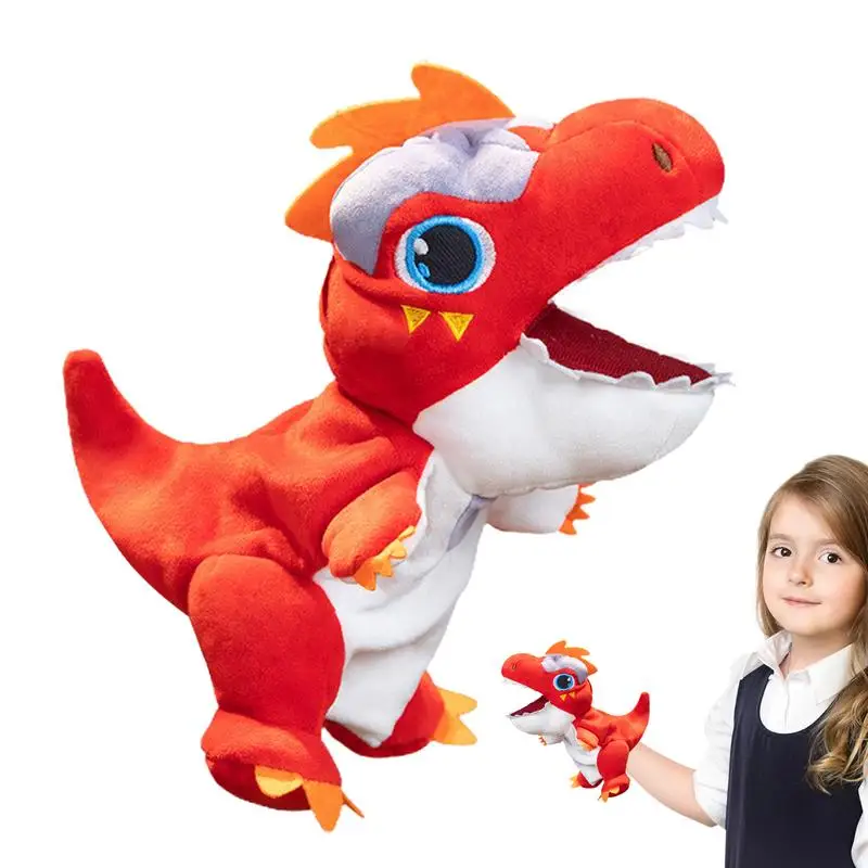 Dinosaur Puppet Cute Dinosaur Plush Puppet Parent-Child Interactive Doll Dinosaur Hand Puppets With Movable Mouth For Creative