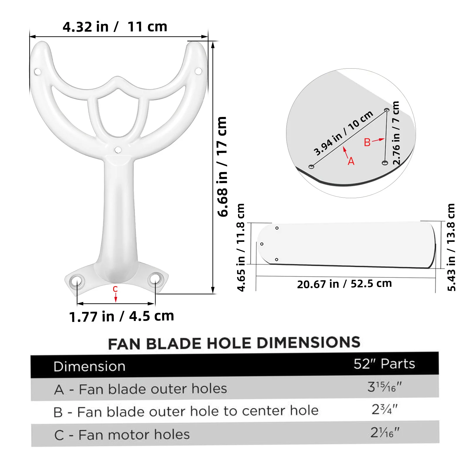 Ceiling Fan Arm Metal Replacement Stable Mount Indoor Fan Blade Support Bracket Repair Functional Part Hunter Fans Parts