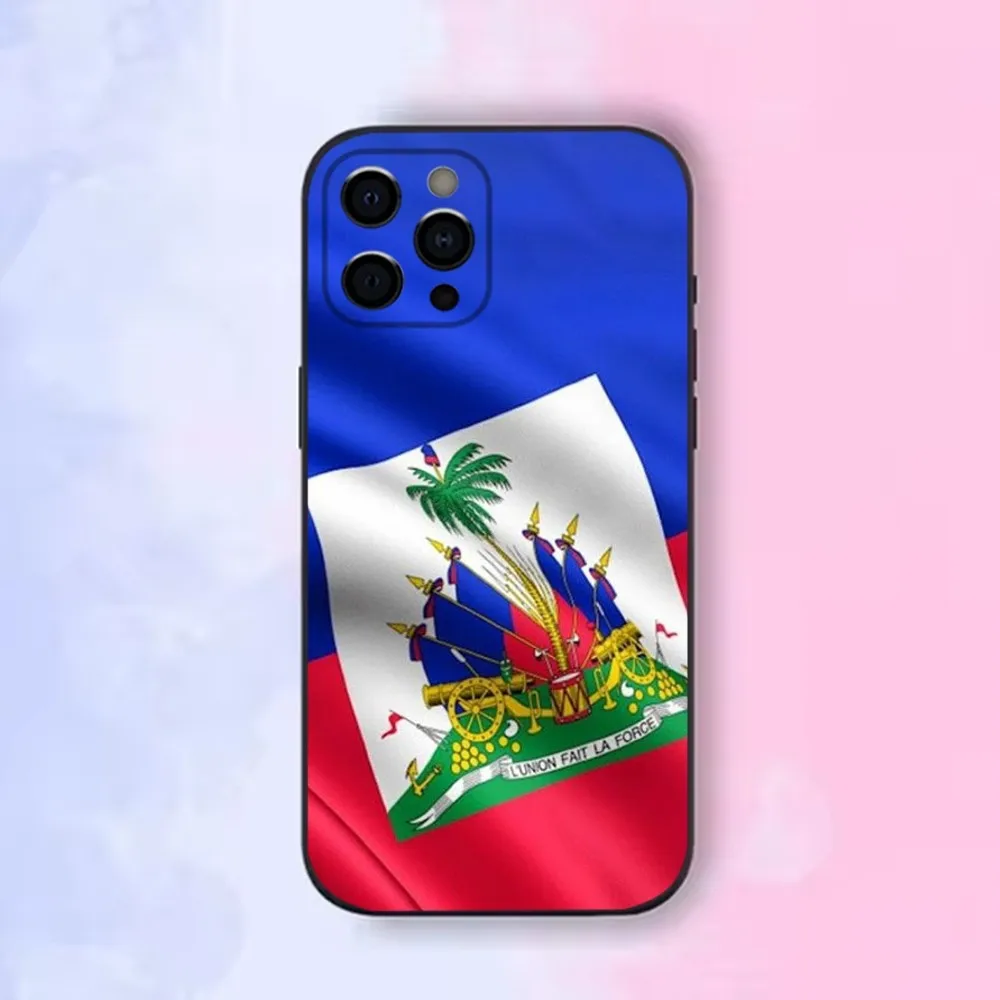 Haiti Haitian Flag Phone Case For Apple iPhone 15,14,13,12,11,Pro,X,XS,Max,XR,Plus,Mini Soft Black Shell