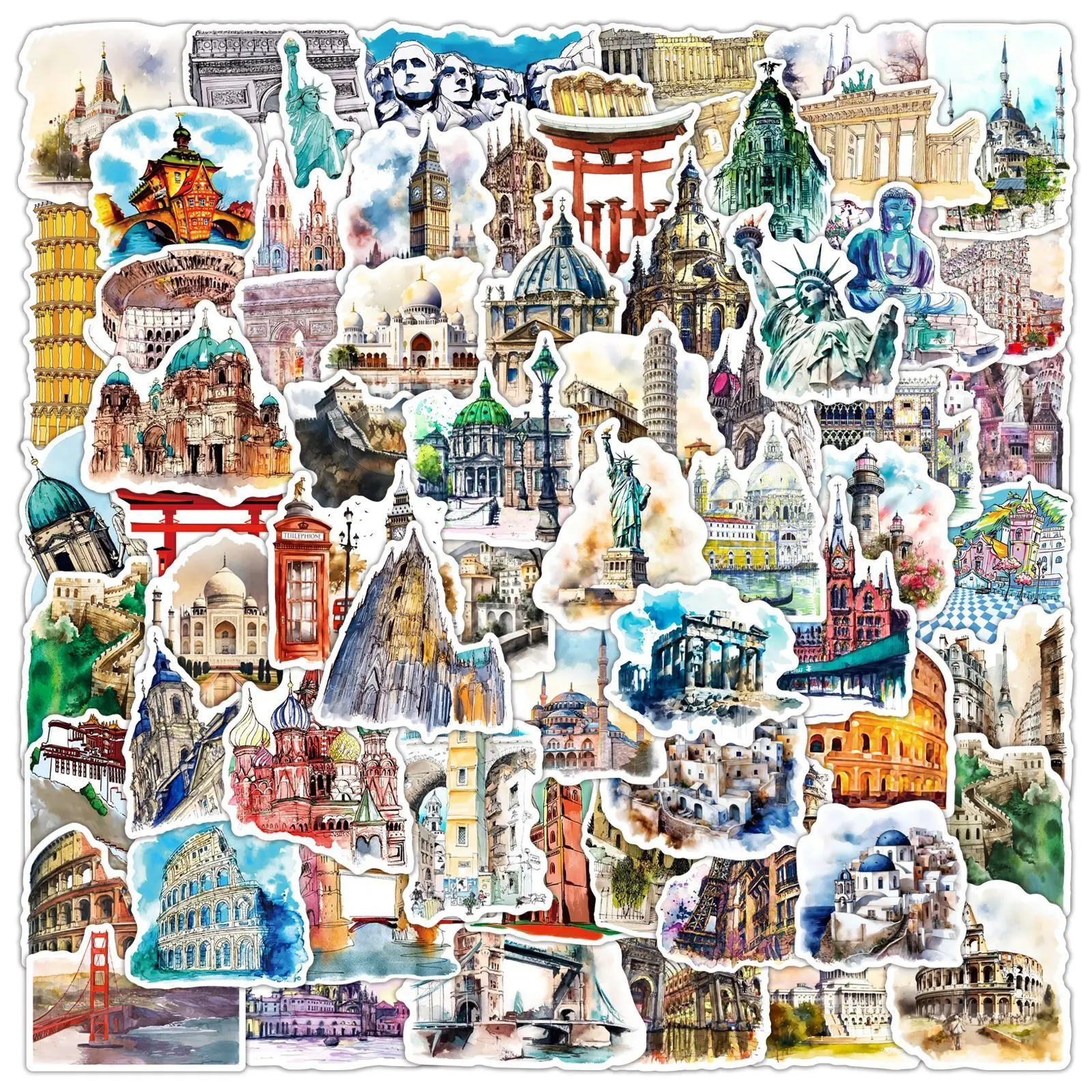 10/50/100pcs World Famous City Travel Graffiti Stickers Landmark Scenery Decals DIY Suitcase Luggage Bike Car Skateboard Sticker