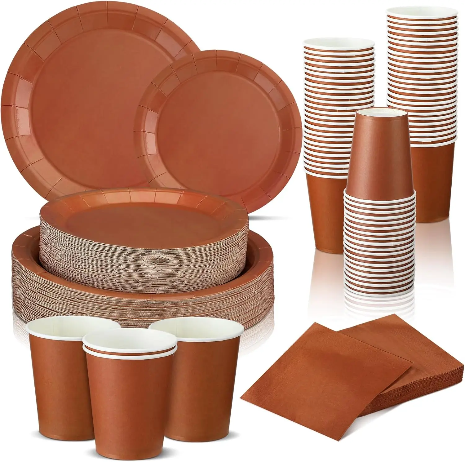 

200 Pcs Sage Green Paper Plates and Napkins Set, Disposable Dinnerware Includes 7'' & 9'' Paper Plates, Cups, Napkins fo