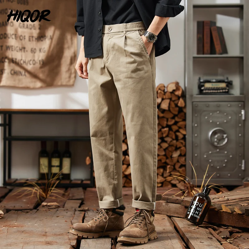 HIQOR-Pantalon Cargo Slim en Coton pour Homme, Baggy Décontracté de Couleur Grise, Style Coréen, Nouvelle Collection Printemps