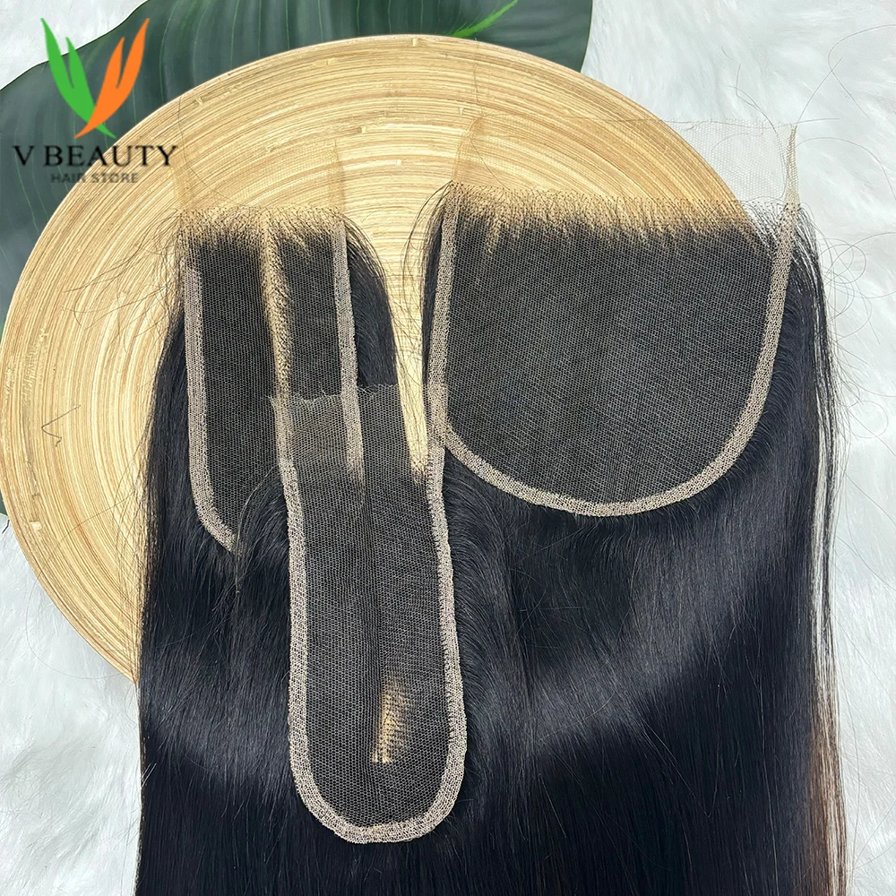 V Beauty Frontal Lace nly 2x6 HD Lace Closure Original Human Hair Honey Brown Pre Plucked Transparent Bone Straight 13x4 Lace