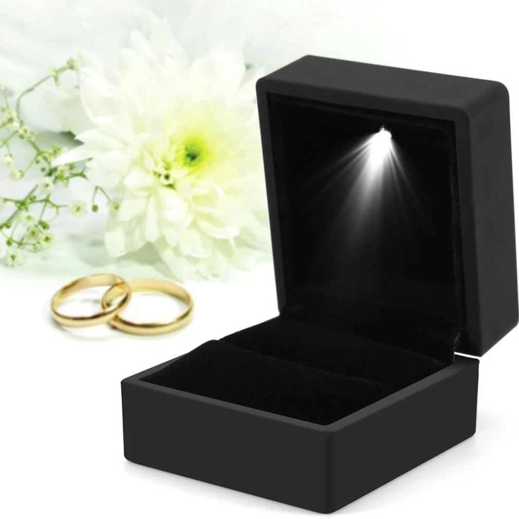 LED Ring Box for Wedding Ring Engagement Ring Box Gift Case Packaging Show Boxes with Light Storage Cases Wholesale Design Box