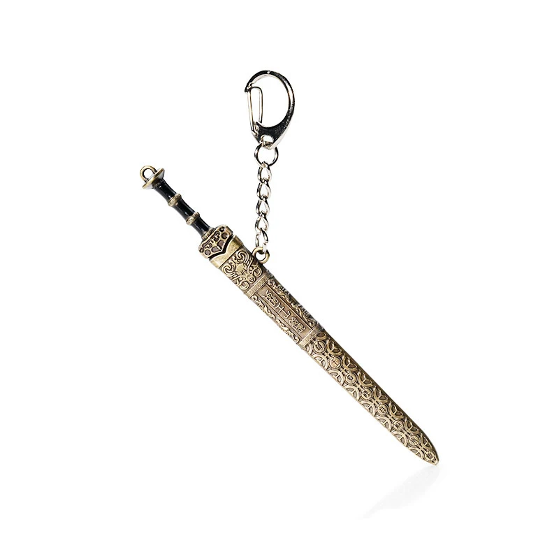 1pc Mini Sword Shape Pendant Keychain Weapon Model With Sheath Toy Knife Metal Anime Key Ring Ornament Purse Charm Accessories