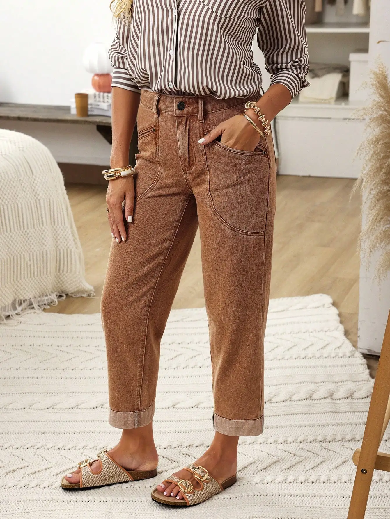 

Женские повседневные джинсы с эффектом потертости, зауженные, длиной до щиколотки