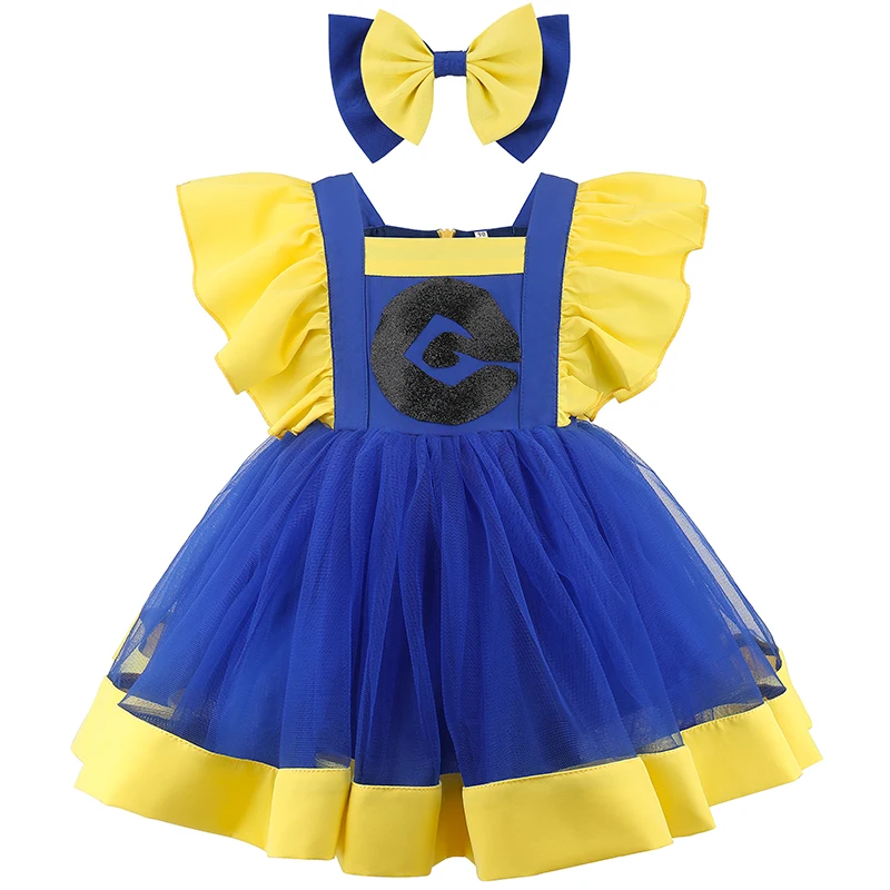 Toddler baby girl's first birthday dress first birthday party prom christening dress small flying sleeve gauze skirt 0-5 year