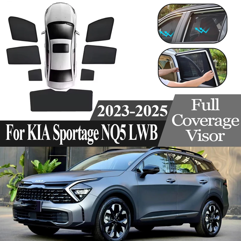 

Автомобильные аксессуары для KIA Sportage NQ5 LWB 2023-2025, автомобильный магнитный солнцезащитный козырек, защита от УФ-лучей, закрывающая блокирующая занавеска