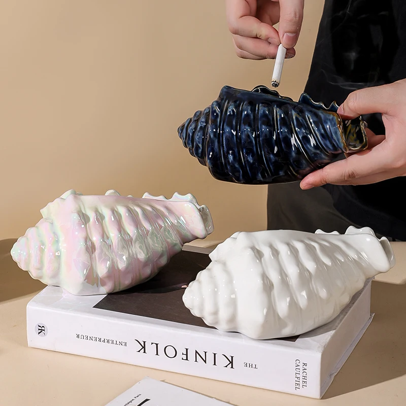 

Creative Conch Ceramic Ashtray Home Living Room Ashtray Personalized Hotel Office Decoration Modern Ceramic Ashtray Decoration