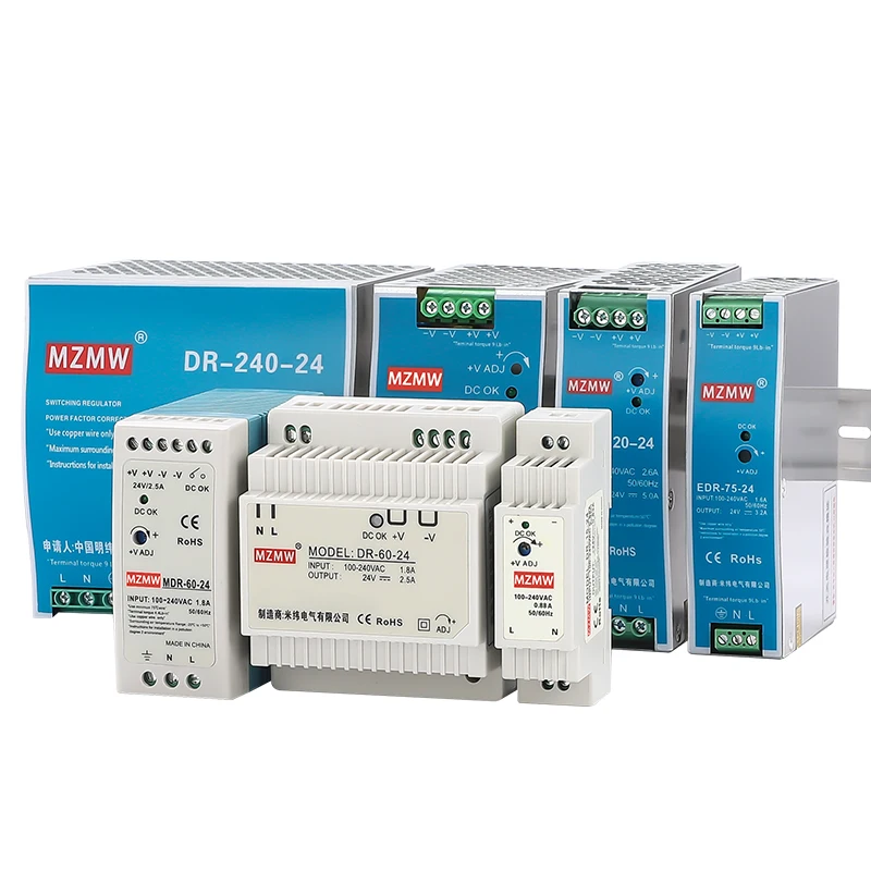 

MZMW DR480 Industrial DIN Rail Switching Power Supply DR-480 480W 24V 48V AC/DC Single Output LED Lighting Sourc Power