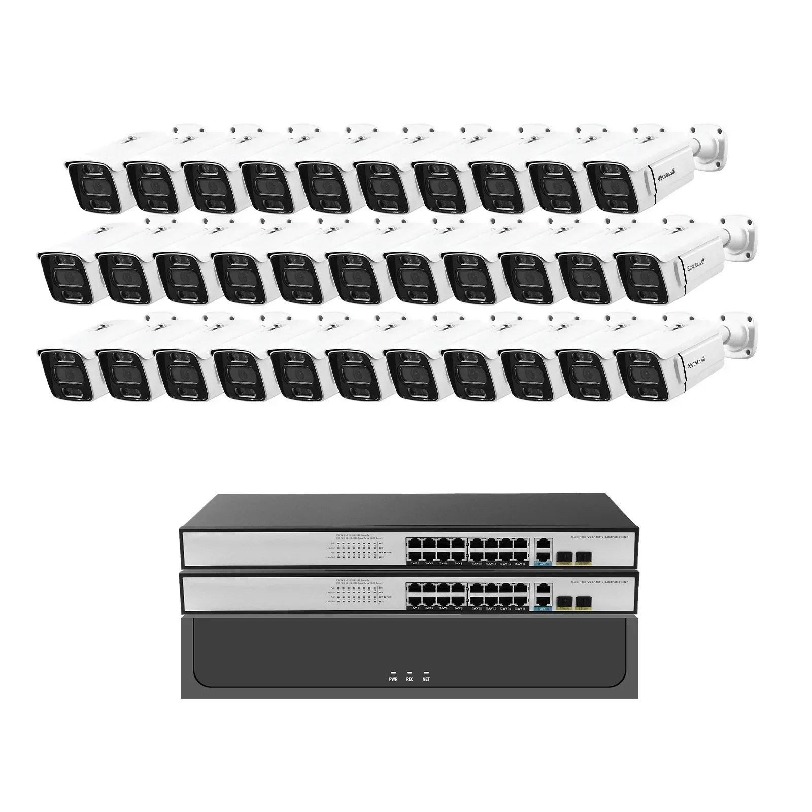 

JideTech 5MP 32 Channel PoE CCTV Camera System IP Surveillance Camera NVR Set with 2pcs 18 port PoE Switch