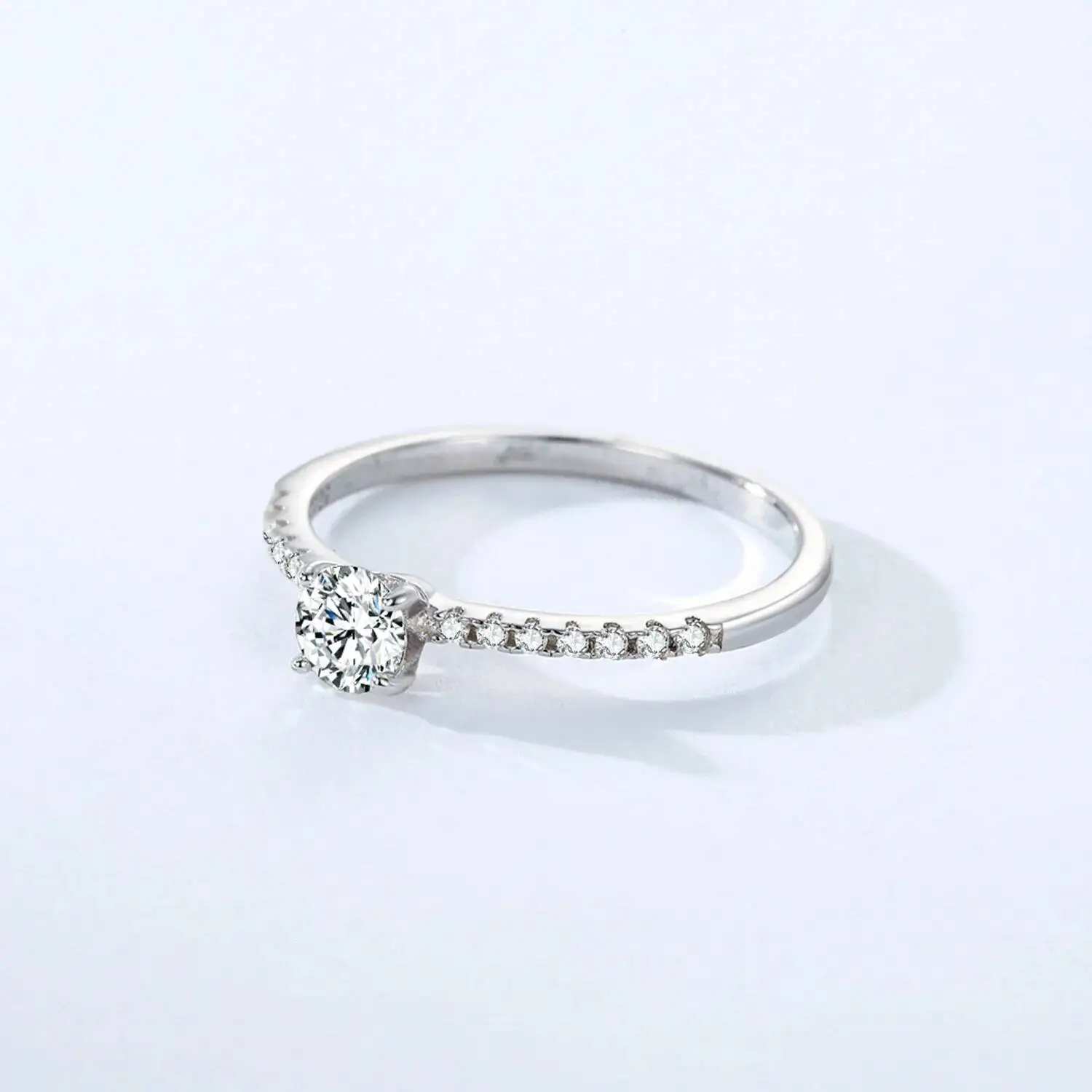 0.3CT 4MM Solitaire Moissanite Engagement Rings for Women, 925 Sterling Silver Halo Gold Plated Ring for Promise Half Enternity