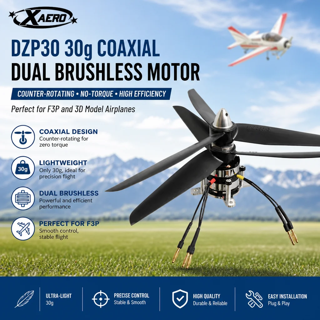 XAERO DZP30 30g Coaxial Dual Brushless Motor Counter-Rotating No-Torque for F3P Model Airplane with Propellers