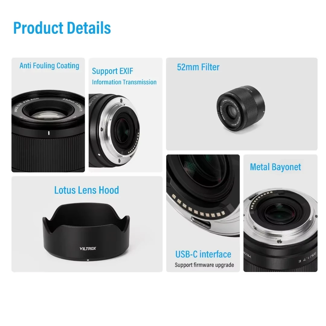 NUOVO Viltrox 35mm F1.7 Air Auto Focus APS-C Obiettivo della fotocamera Prime per Sony Fuji xm5 X-T5 X-T30 II Z7II zve10 II a7iv Nikon Z Mount