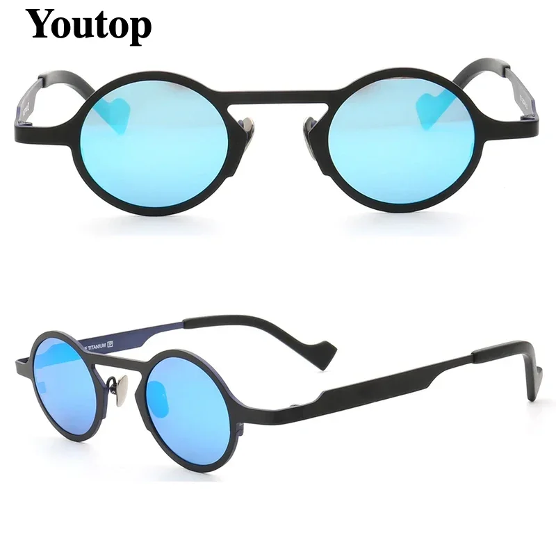 Gafas de sol polarizadas con montura de Metal para hombre y mujer, lentes de sol Retro de titanio puro, a la moda, color rojo claro, UV400