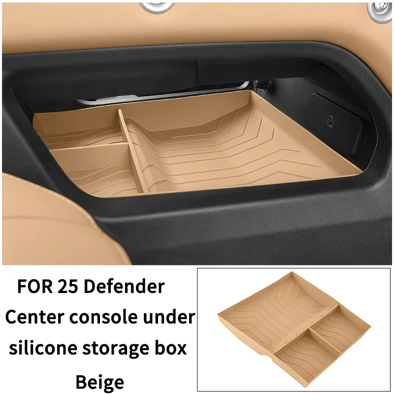 Car Central Control Lower Storage Box For 2020-2025 Land Rover Defender 90/110/130 Car-Specific Silicone Storage Organizer Parts