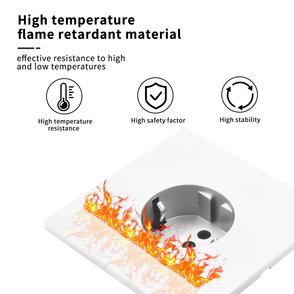 Skin Sensation Flame Retardant Wall Embedded With Ground AC Electrical Outlets Plugs Socket EU Standard Power Sockets 250V view 5