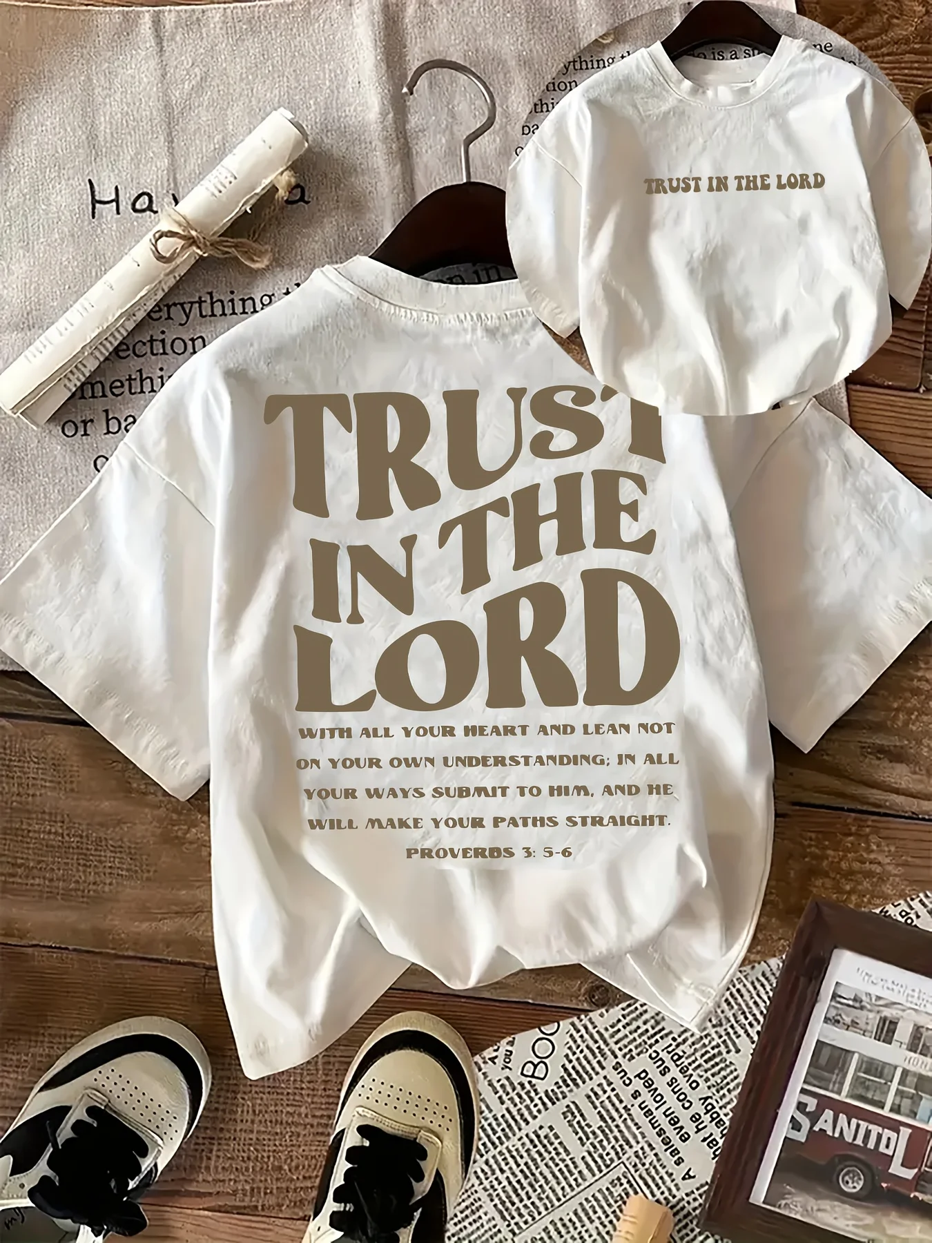

Women's Graphic T-shirt "Trust in The Lord" Print T-shirt Women's Harajuku Short Sleeve Clothing Street Tops Aesthetic Clothes