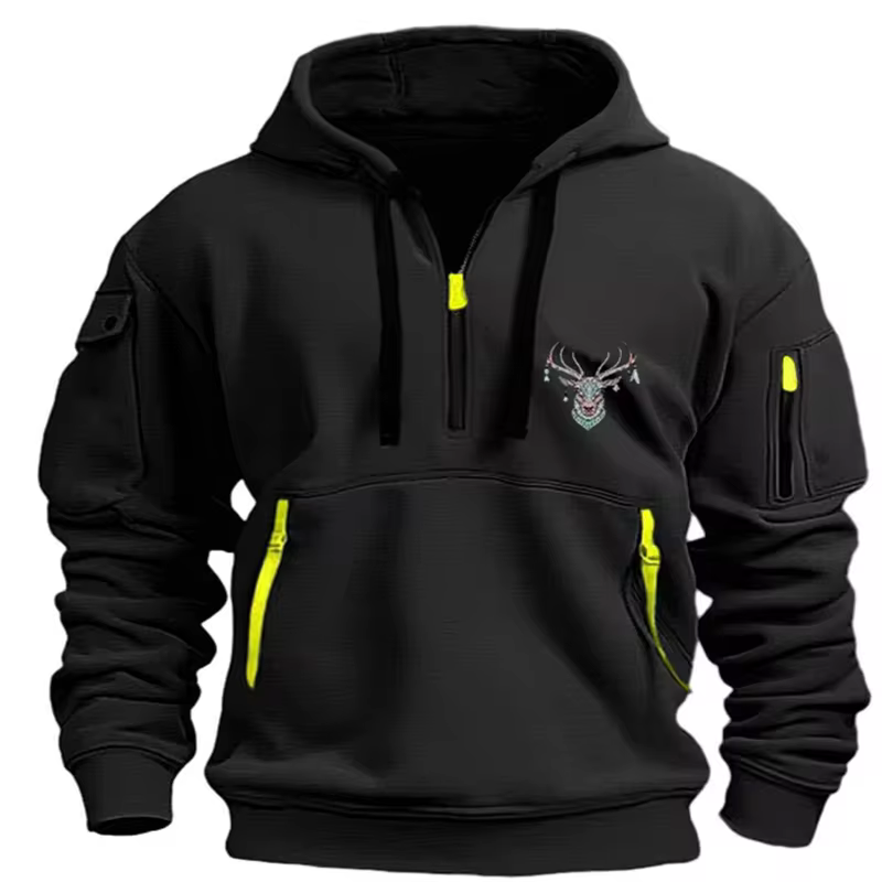 패셔너블한 남성용 후드 스웨트셔츠, 캐주얼 스포츠 점퍼, 긴 소매 지퍼, 다중 포켓, 캐주얼 루즈 재킷, S-3XL