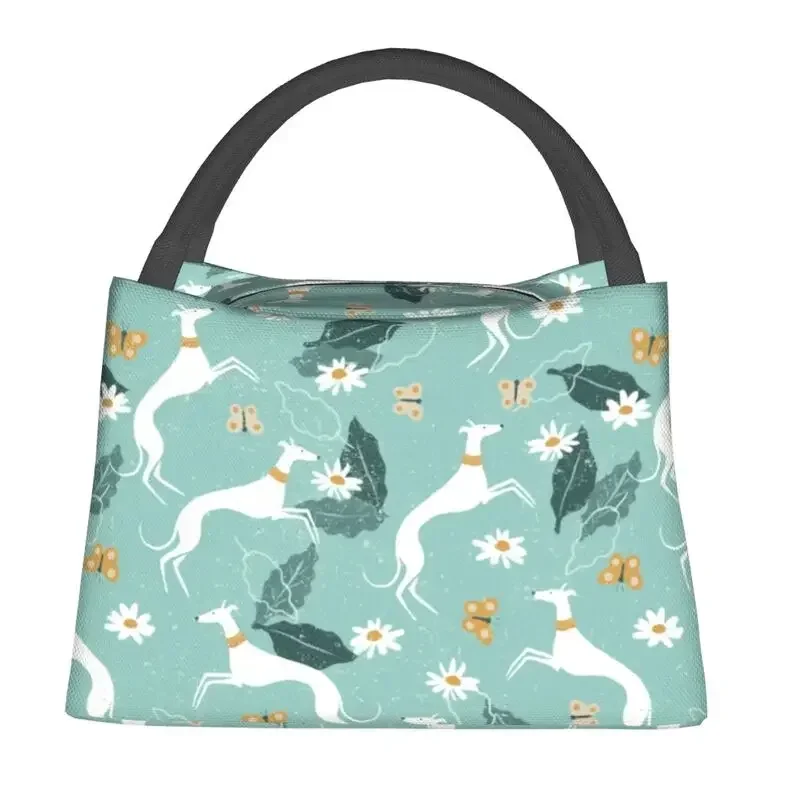 Cute Greyhound And Butterfly Insulated Lunch Bags for Women Portable Whippet Sighthound Dog Thermal Cooler Lunch Box Work Picnic