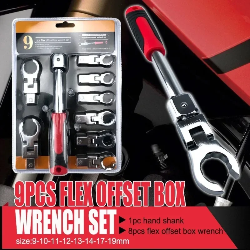 Portable Ratchet Wrench 72 Gear Shaking Head Interchangeable Combination Set Rotatable 180 °Removable Flexible Torque Spanner