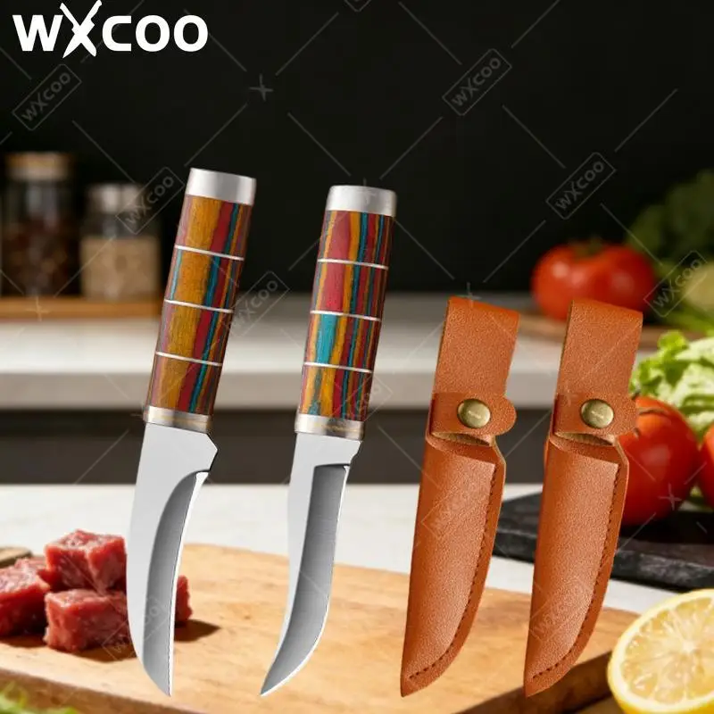 WXCOO Butcher Knives Stainless Steel Meat Cutting BBQ Knife with Cover Cooking Fruit Vegetable Knife Kitchen Accessories