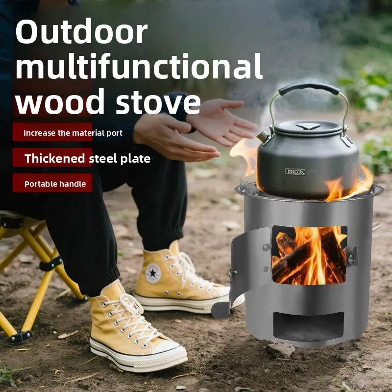 

Портативная уличная дровяная печь в старинном стиле, железная печь-сковорода для кемпинга, походное оборудование для приготовления пищи, пикника, барбекю