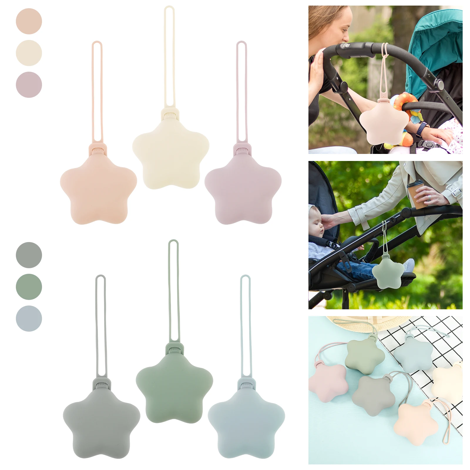 3Pcs Baby Pacifier Holder Silicone Infant Portable Soother Container Box Pentagram Storage Bag For Newborns Teat Accessories